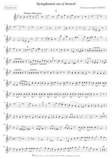 Partition hautbois / flûte 2, Symphonie No.1, B♭ major, Gossec, François Joseph