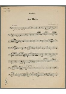 Partition violoncelles, Ave Maria, Op.162, F major, Lachner, Franz Paul