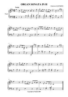 Partition complète, orgue Sonata en B minor, sonata, Gasparini, Francesco