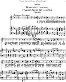 Partition complète, Gruß seiner Treuen an Friedrich August, Wagner, Richard