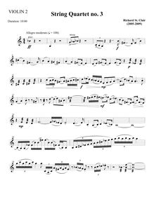 Partition violon 2, corde quatuor No.3, St. Clair, Richard