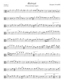 Partition viole de gambe aigue 2, alto clef, 12 madrigaux, Arcadelt, Jacob