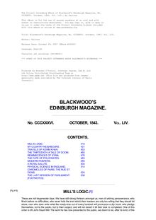 Blackwood s Edinburgh Magazine, No. CCCXXXVI. October, 1843. Vol. LIV.