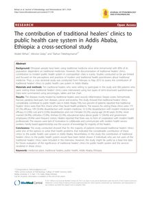 The contribution of traditional healers  clinics to public health care system in Addis Ababa, Ethiopia: a cross-sectional study