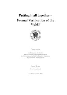 Putting it all together [Elektronische Ressource] : formal verification of the VAMP / Sven Beyer