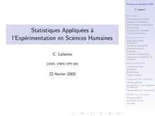 Statistiques Appliquées à l Expérimentation en Sciences Humaines