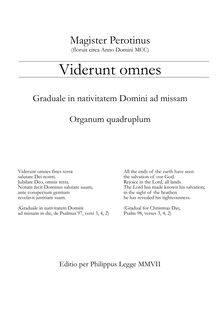Partition complète, Viderunt omnes, organum quadruplum, Graduale in nativitatem Domini ad missam