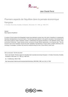 Premiers aspects de l équilibre dans la pensée économique française - article ; n°5 ; vol.38, pg 1058-1074