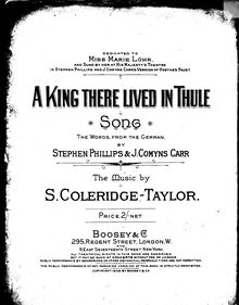 Partition complète, A King There Lived en Thule, D minor, Coleridge-Taylor, Samuel
