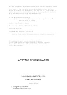 A Voyage of Consolation - (being in the nature of a sequel to the experiences of  An - American girl in London )