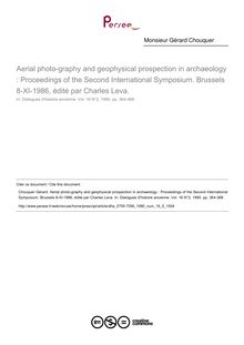 Aerial photo-graphy and geophysical prospection in archaeology : Proceedings of the Second International Symposium. Brussels 8-XI-1986, édité par Charles Leva.  ; n°2 ; vol.16, pg 364-368