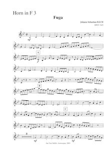 Partition cor 3 (F) , partie, Prelude et Fugue en C major, BWV 545
