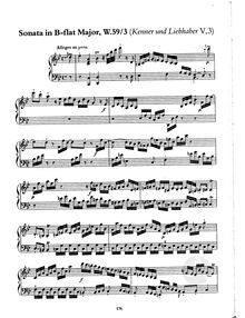 Partition complète, Sonata en B-flat Major from  Clavier-Sonaten und freye Fantasien nebst einigen Rondos … für Kenner und Liebhaber, V