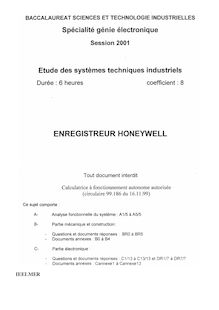 Etude des systèmes techniques industriels 2001 S.T.I (Génie Electronique) Baccalauréat technologique