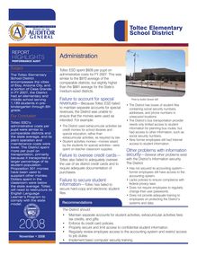 Toltec Elementary School District Performance Audit Report Highlights