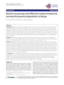 Barriers to prompt and effective malaria treatment among the poorest population in Kenya
