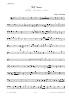 Partition grande viole (violoncelle), Sonata à 4, Sonata à 4. Violino e violone, cornetto e trombone
