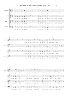 Partition chœur 1 score, Nun danket alle Gott, Pachelbel, Johann