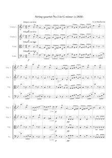 Partition compléte, corde quatuor No.1, G minor, Macfarren, George Alexander