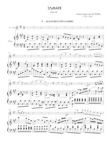 Partition , Allegro con garbo, Menuetto et Trio, Grande Sonate pour le Piano avec accompagnement de Violon ou Flûte obligé, Op.64