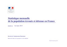 Statistique mensuelle de la population écrouée et détenue en France - Mars 2013
