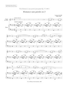 Partition compléte, Romance Sans Paroles Op.17, Songs without Words