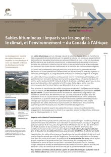 Sables bitumineux : impacts sur les peuples, le climat, et l’environnement  du Canada à l’Afrique