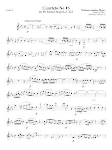Partition violon I, corde quatuor No.16, E♭ major, Mozart, Wolfgang Amadeus