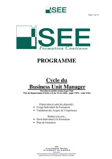 Isee formation continue programme business unit manager