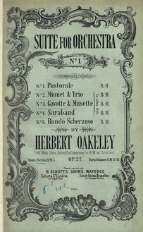 Partition couverture couleur,  No.1, Op.27, G major, Oakeley, Herbert Stanley