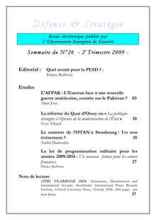 N°26 2e Trimestre 2009 - Défense & Stratégie