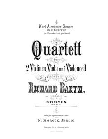 Partition violon 1, corde quatuor, Op.15, G minor, Barth, Richard