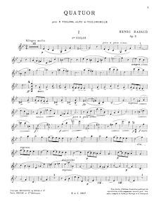 Partition violon 1, corde quatuor, Op.3, Quatuor pour 2 violons, alto et violoncelle, op. 3