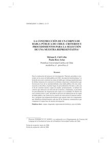La construcción de un corpus de habla pública de Chile: criterios y procedimientos para la selección de una muestra representativa