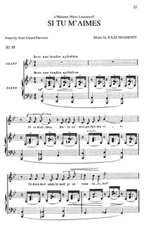 Partition complète (B? Major: medium voix et piano), Si tu m aimes ...