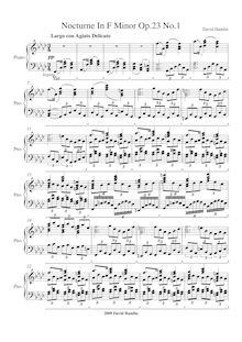 Partition complète, Nocturne en F minor Op.23 No.1, F minor, Hamlin, David