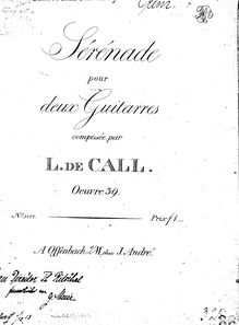 Partition parties complètes, Serenade pour 2 Guitars, Call, Leonhard von par Leonhard von Call