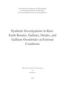 Synthetic investigations in rare-earth borates, gallates, oxides, and gallium oxonitrides at extreme conditions [Elektronische Ressource] / Stefanie Alexandra Hering