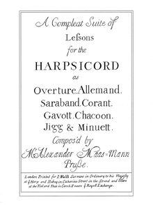 Partition complète, A Complete  of leçons pour pour Harpsicord, A minor