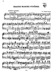 Partition complète, Grand funebre March, D.859, Grande Marche funèbre à l occasion de la mort de S. M. Alexandre I, Empereur de toutes les Russies, in c, for piano duet par Franz Schubert
