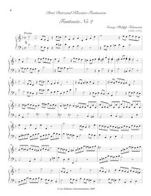 Partition Fantasia No.2 (D minor), 36 fantaisies, sonates et Concertos pour clavier, TWV 33