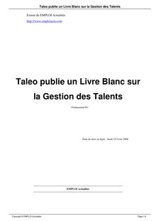 Taleo publie un Livre Blanc sur la Gestion des Talents