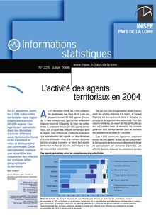 L activité des agents territoriaux en 2004
