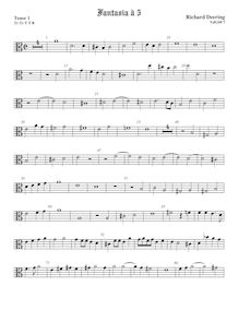 Partition ténor viole de gambe 1, alto clef, fantaisies pour 5 violes de gambe par Richard Dering par Richard Dering