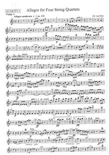 Partition quatuor II: violon 1, Allegro pour 4 corde quatuors, Allegro Moderato
