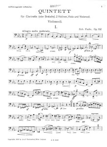 Partition violoncelle, clarinette quintette, Op.102, Quintet for Clarinet and Strings in E♭ Major, Op.102