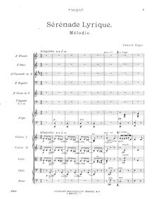 Partition complète, Sérénade lyrique, Elgar, Edward
