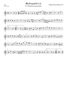 Partition ténor viole de gambe, octave aigu clef, Madrigaletti, Ferrabosco Jr., Alfonso