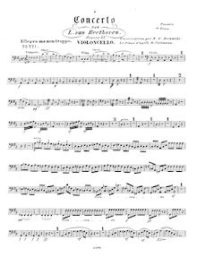 Partition de violoncelle, violon Concerto, D Major, Beethoven, Ludwig van