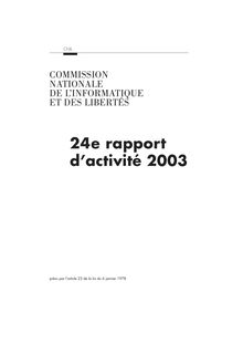 24ème rapport d activité 2003 de la Commission nationale de l informatique et des libertés